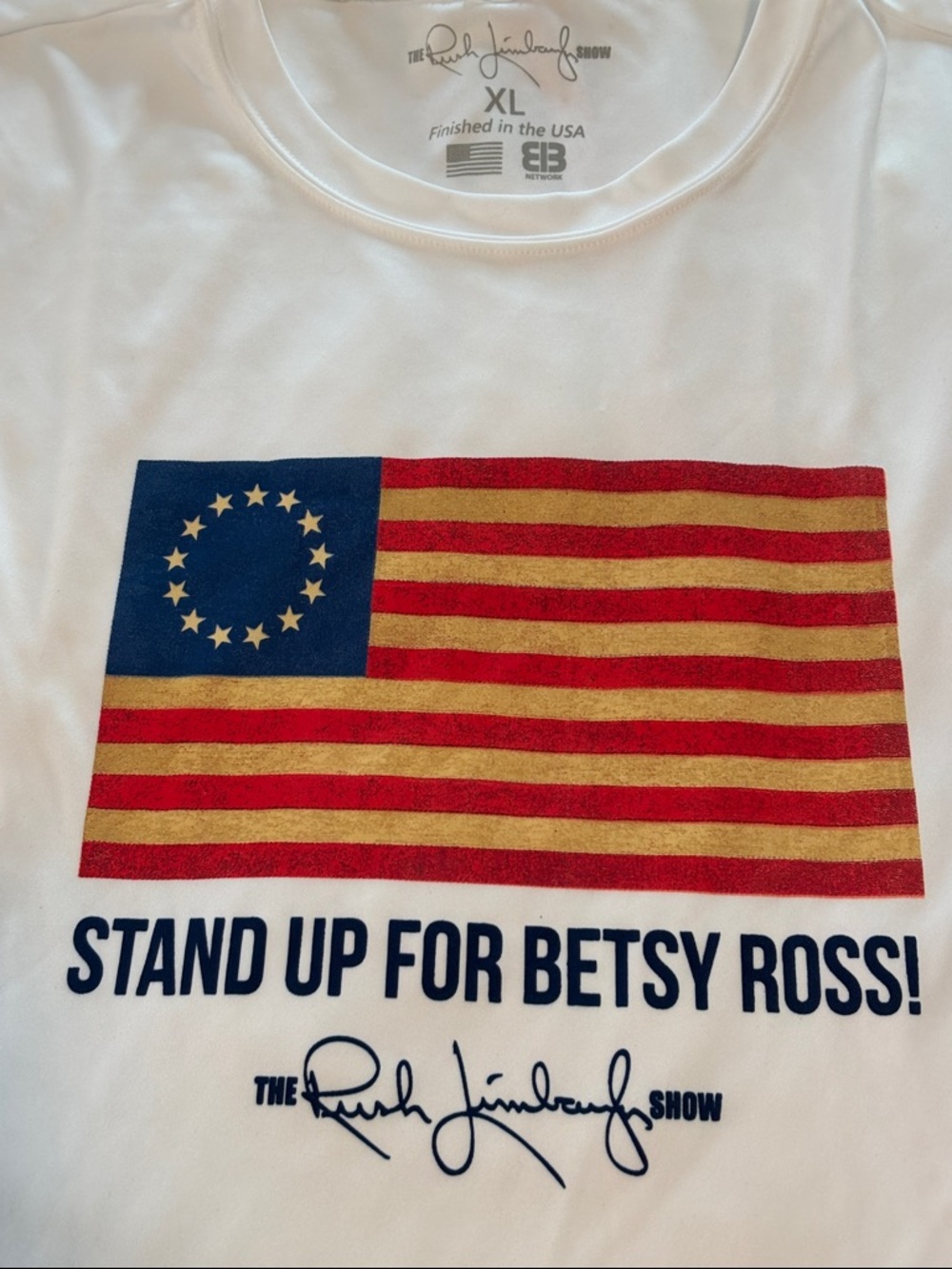Stand Up For Betsy Ross! Rush Limbaugh Graphic Tee - White * mens sz xl